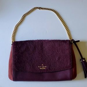 Kate Spade Laurel Way Hair Calf Deep Plum  Crossbody Bag Purse Unique